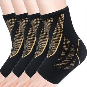 Black And Gold Compression Ankle Sleeves (2 Pairs)